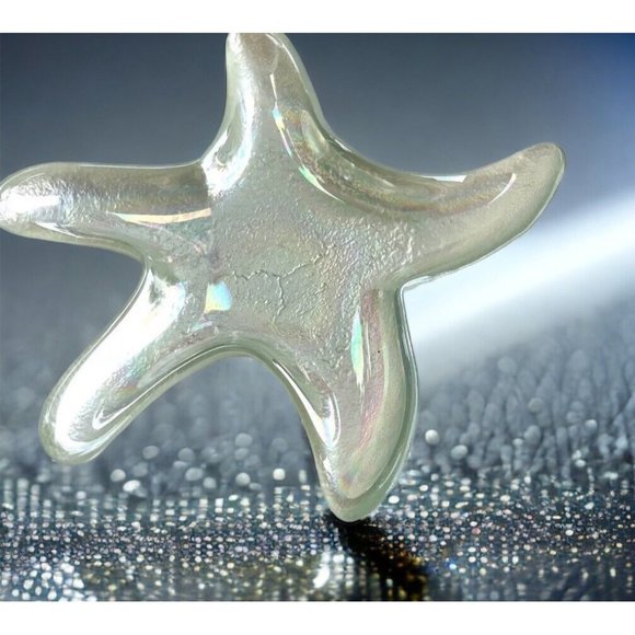 StarFish Trinket Dish Art Glass  Dish Plate Treasure Keeper Decor Ocean Seashell - Picture 9 of 9